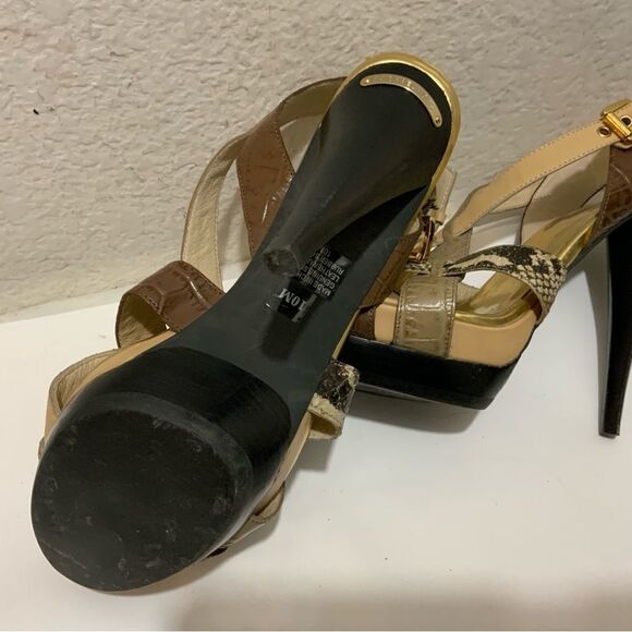 Michael Kors Niki Genuine Snakeskin Strappy Heels size 10 heels 5” - Picture 10 of 14